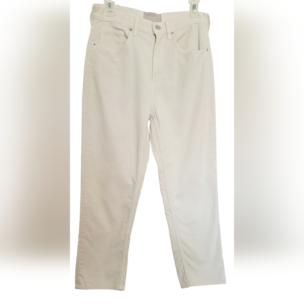 Everlane Cream High-Rise Baby Corduroy Cheeky Crop Pants